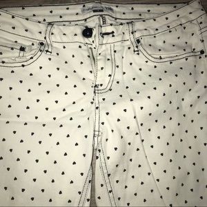 YMI jeans White with black heart pants size 7